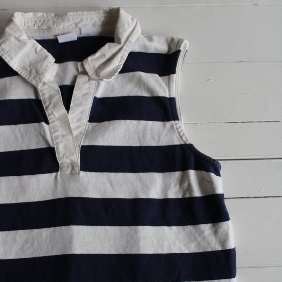 Sleeveless Rugby Polo Shirt, GAP, Navy and White - Picture 4 of 8